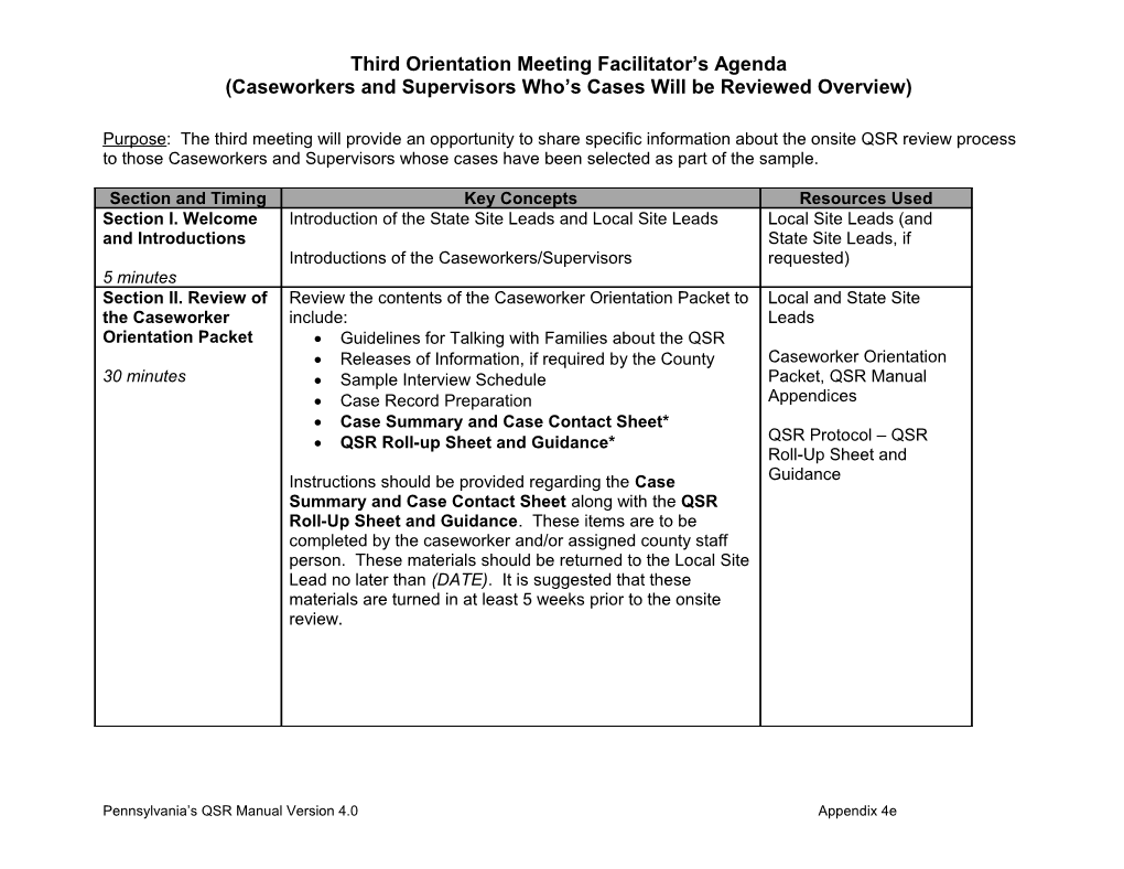 Orientation Meeting Checklist