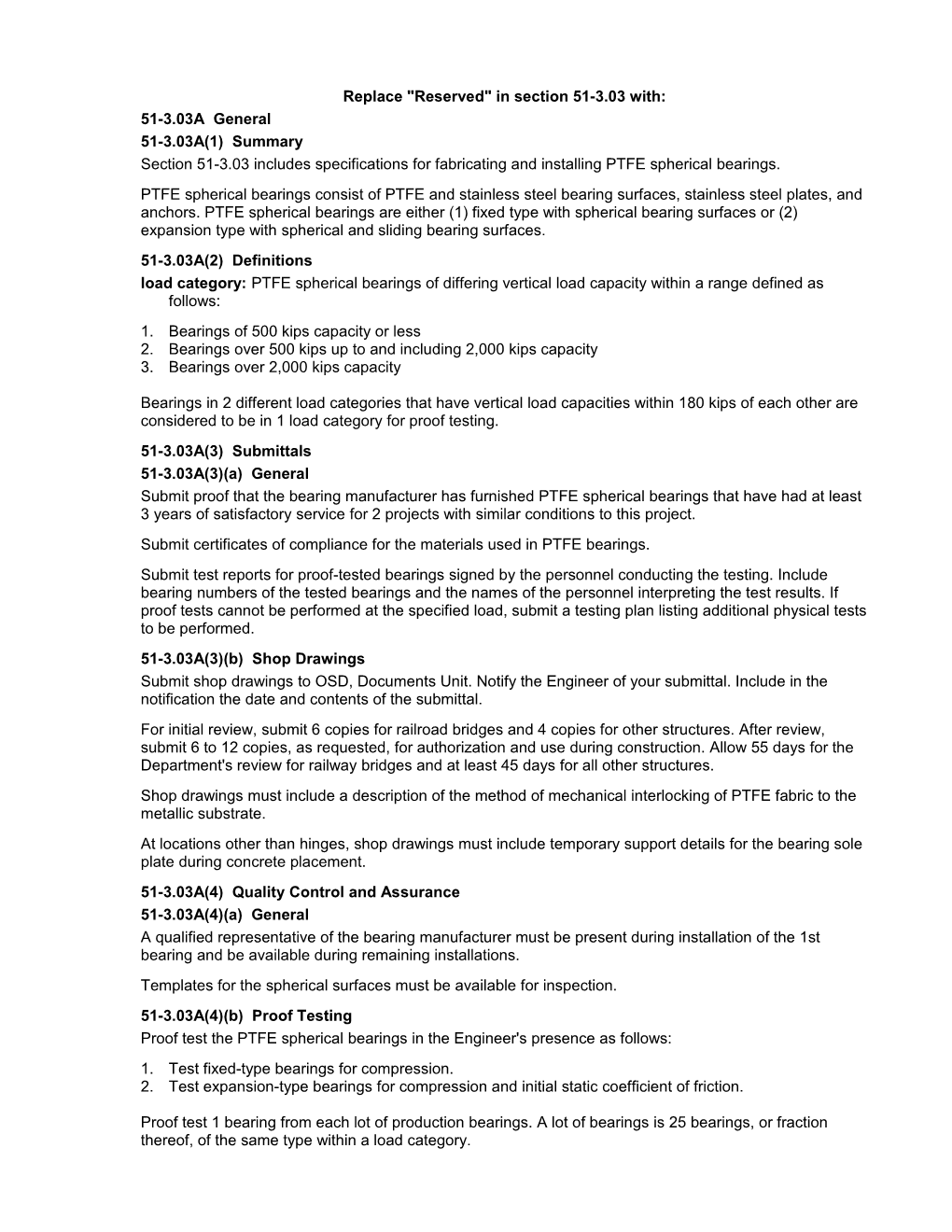 Section 51-3.03. Use for PTFE Spherical Bearings