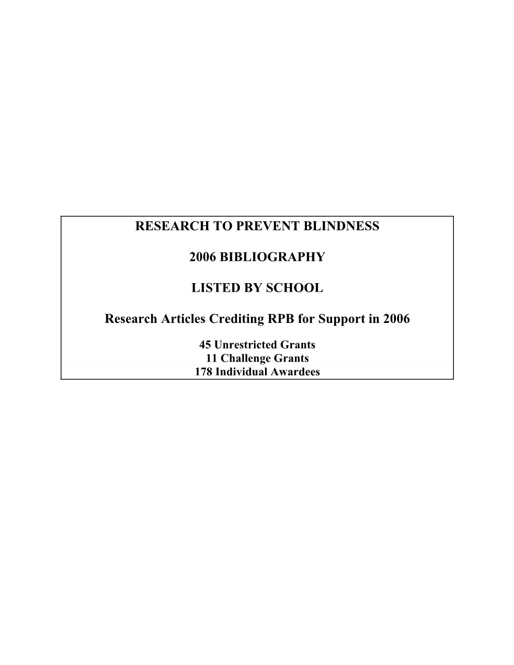 Research Articles Crediting RPB for Support in 2006