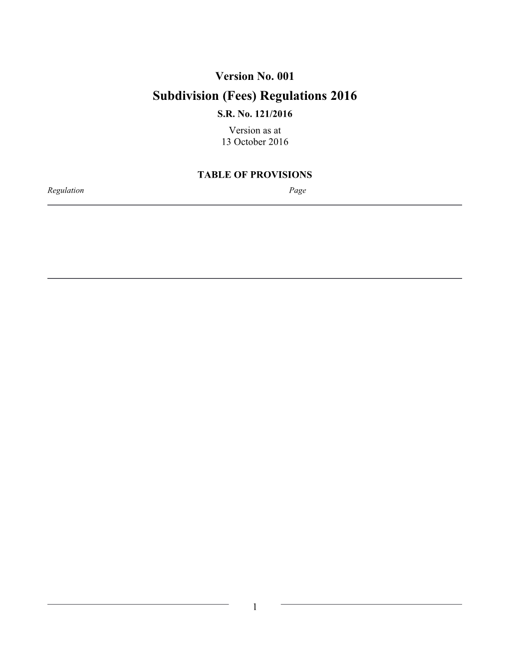 Subdivision (Fees) Regulations 2016