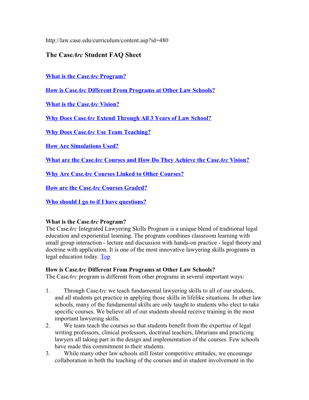 The Casearc Student FAQ Sheet