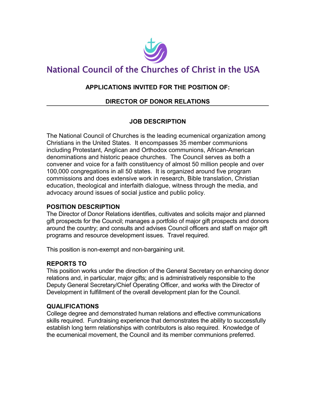 The National Council of the Churches of Christ in the USA
