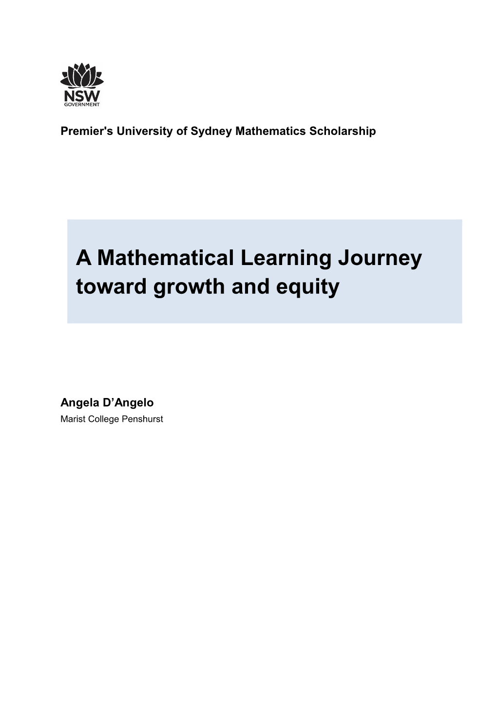 Premier's University of Sydney Mathematics Scholarship