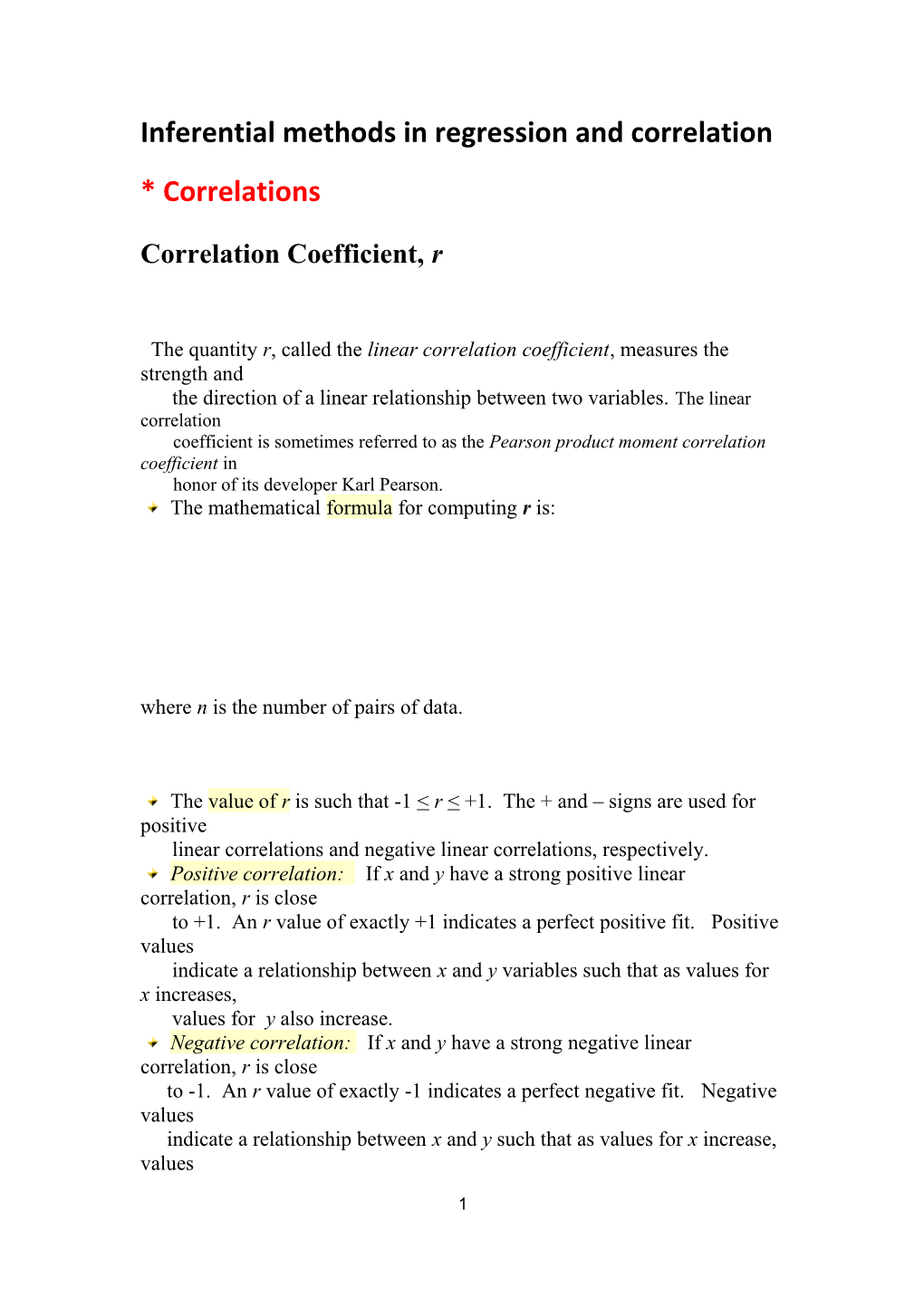 Inferential Methods in Regression and Correlation