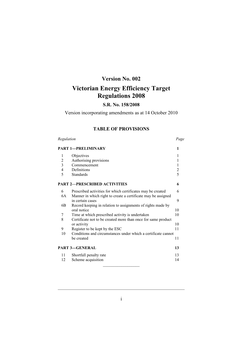 Victorian Energy Efficiency Target Regulations 2008