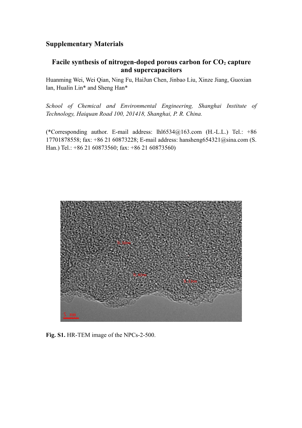 Facile Synthesis of Nitrogen-Doped Porous Carbon for CO2 Capture and Supercapacitors