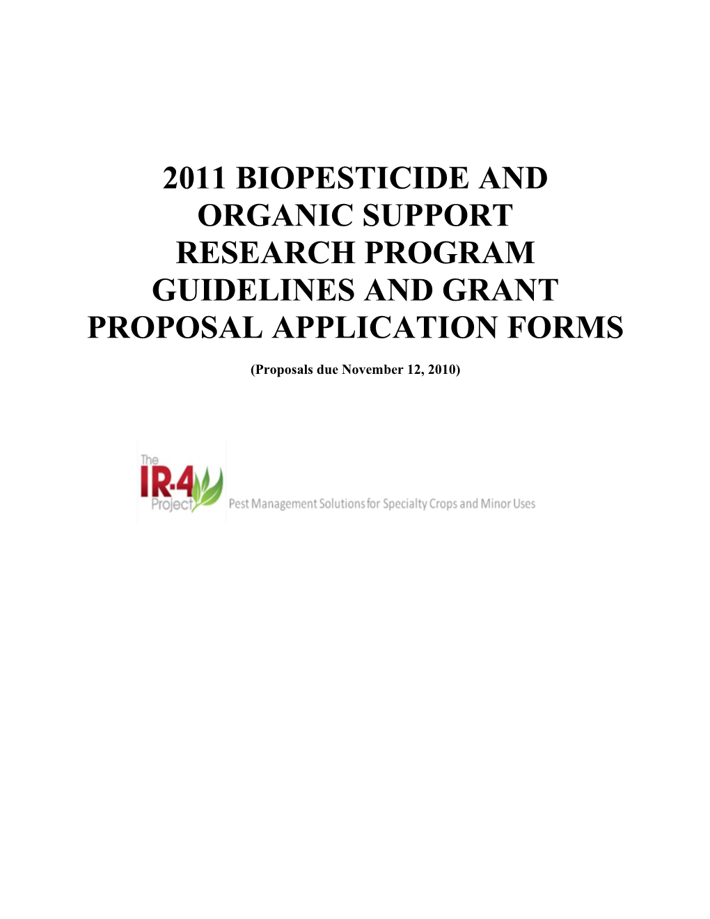 2011 Biopesticide and Organic Support