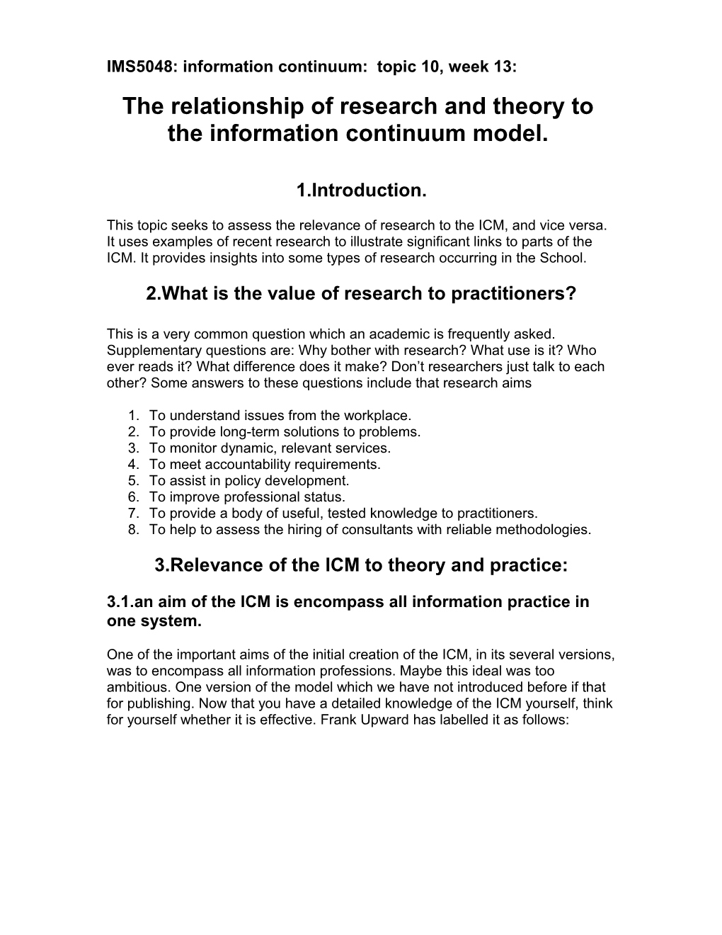 IMS5048: Information Continuum: Topic 10, Week 13