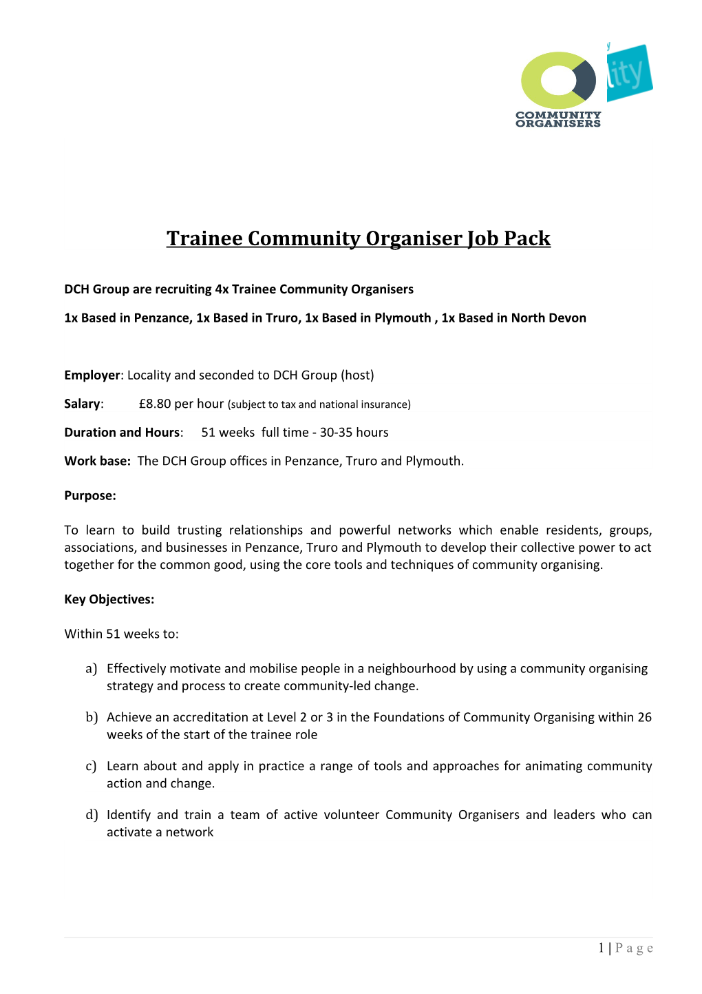 Trainee Community Organiser