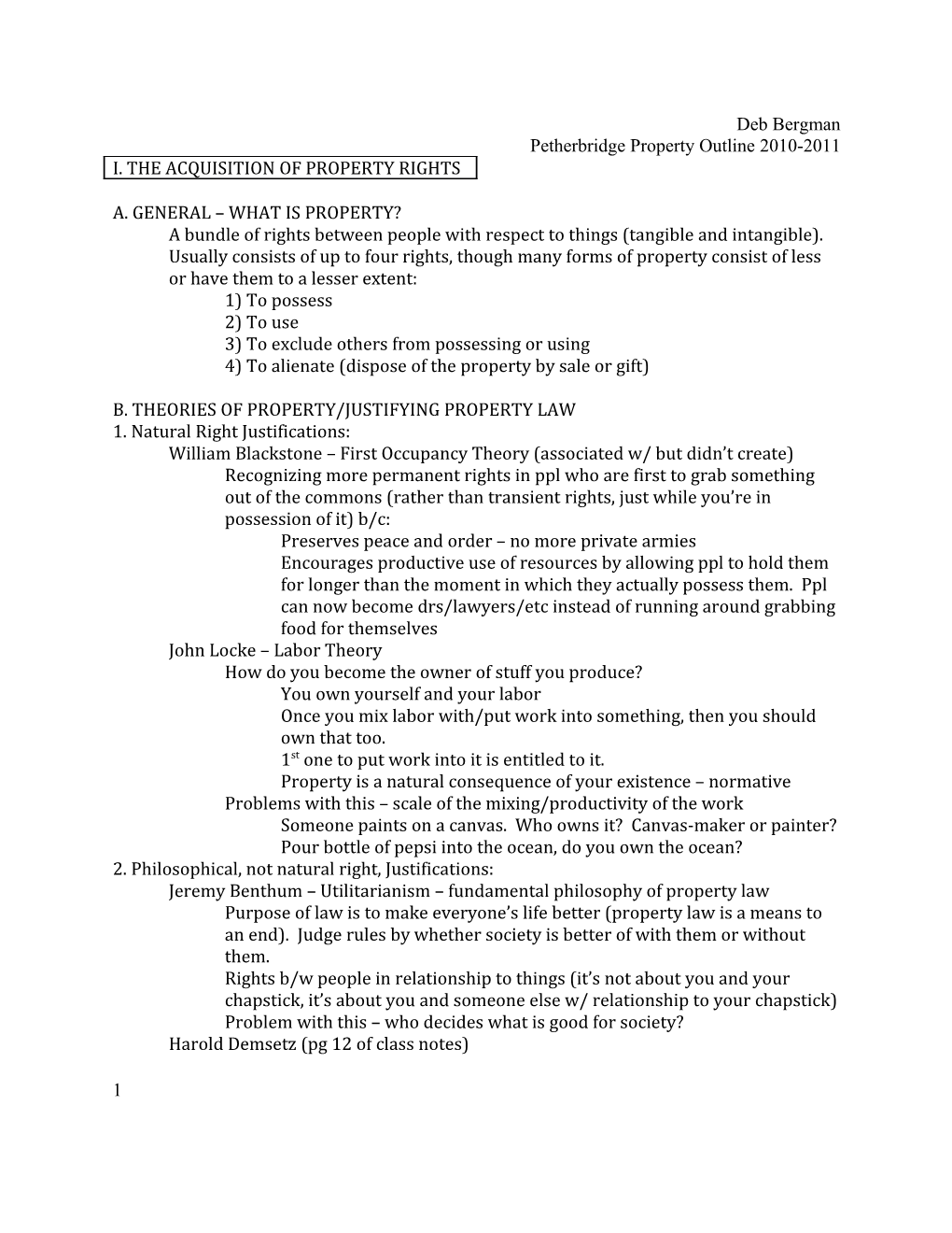 Petherbridge Property Outline 2010-2011