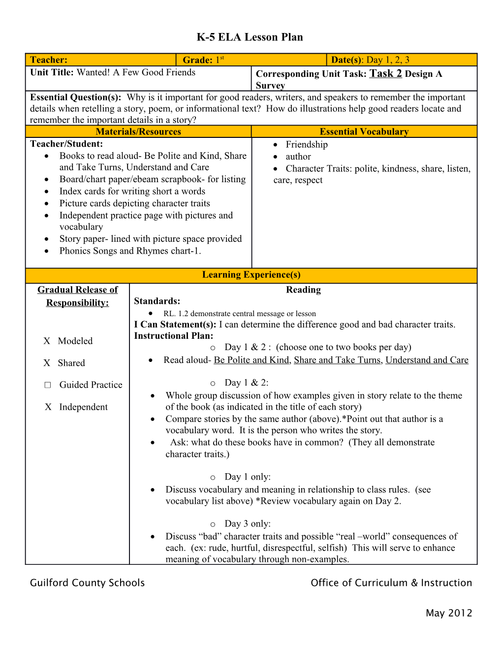 K-5 ELA Lesson Plan s5