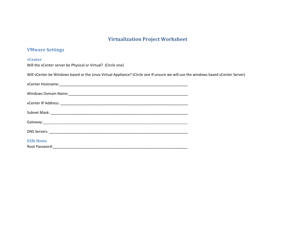 Virtualization Project Worksheet