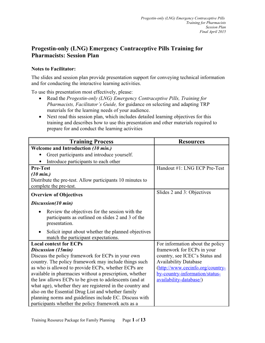 Progestin-Only (LNG) Emergency Contraceptive Pills