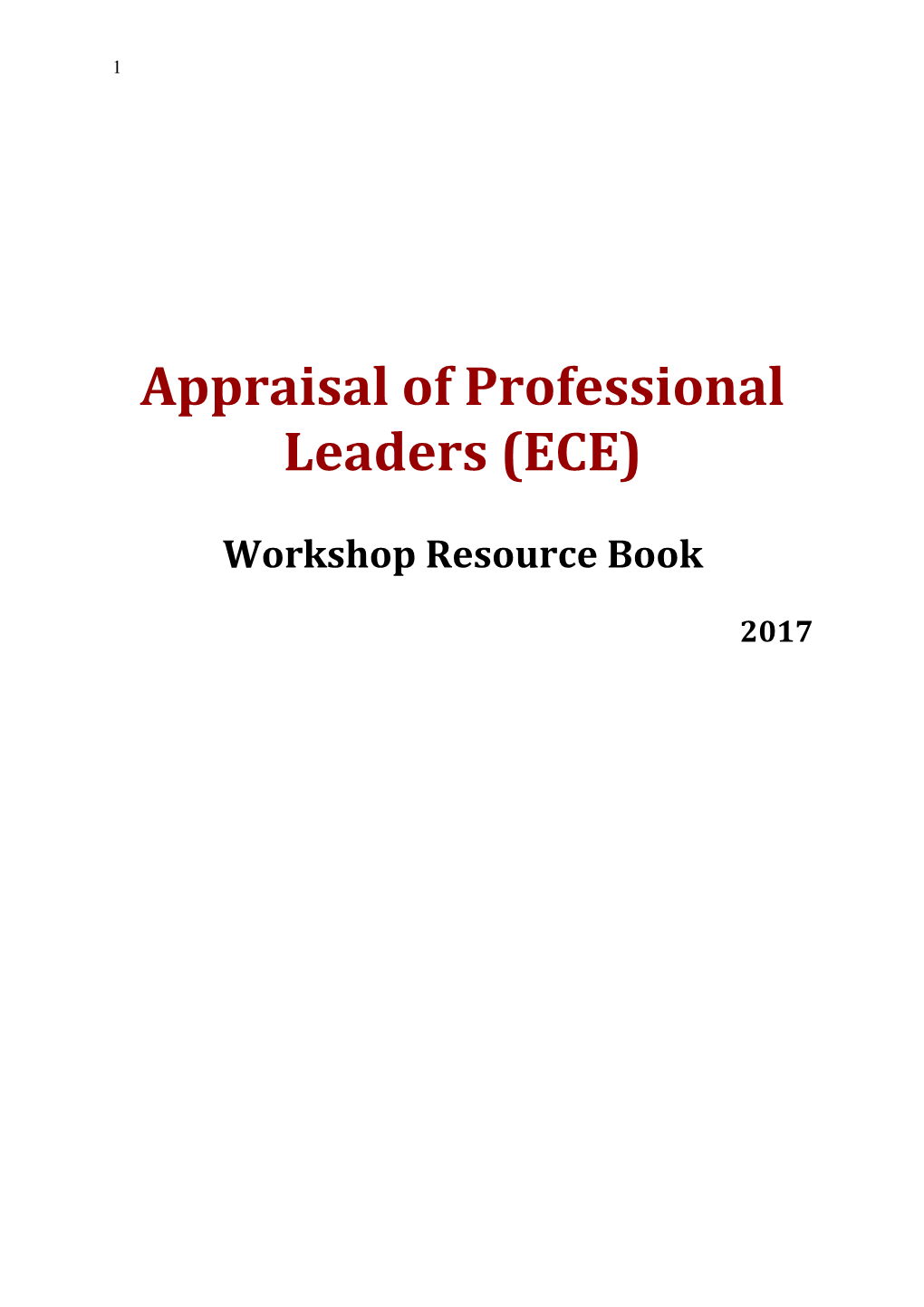 Appraisal of Professional Leaders (ECE)
