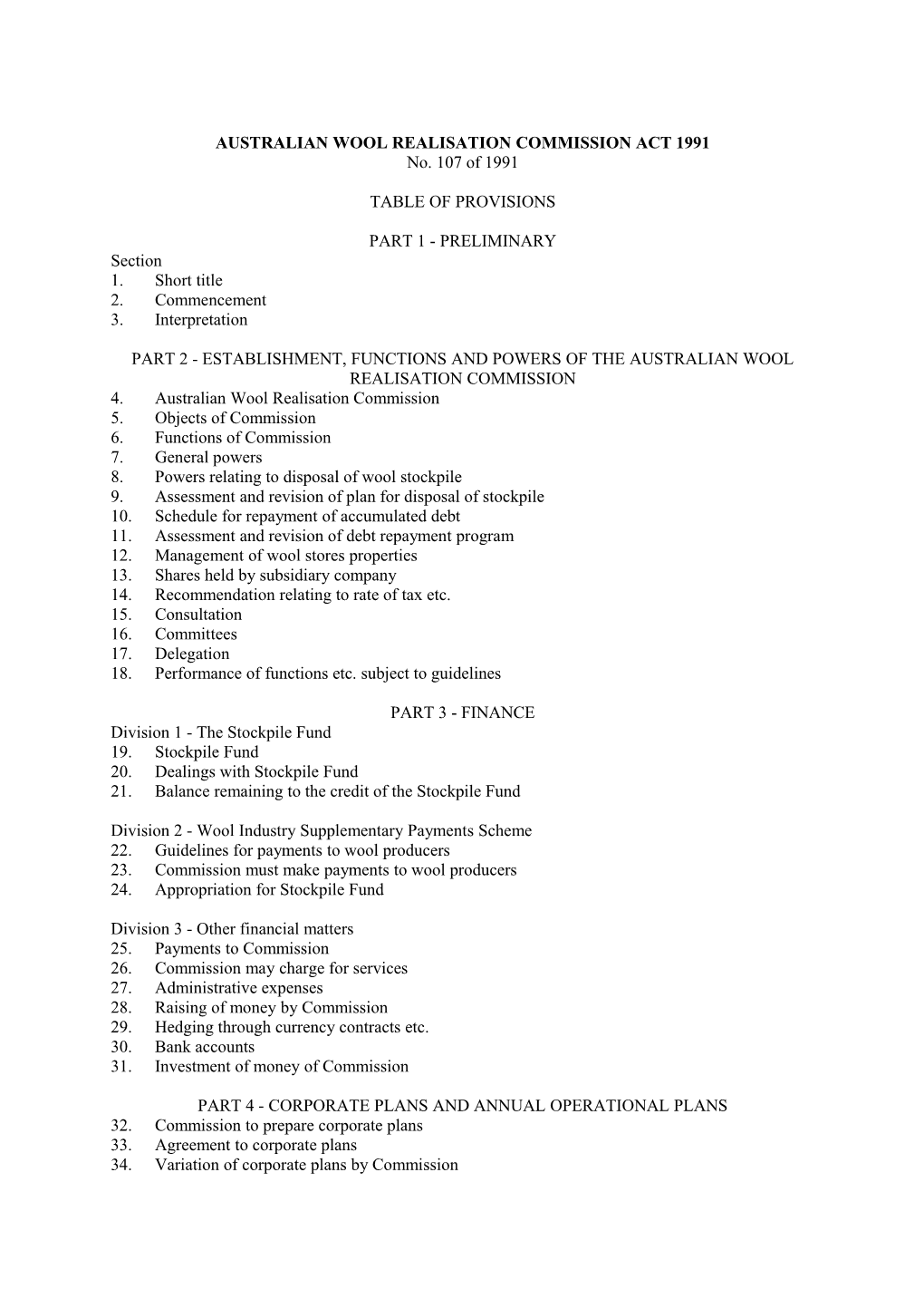 Australian Wool Realisation Commission Act 1991