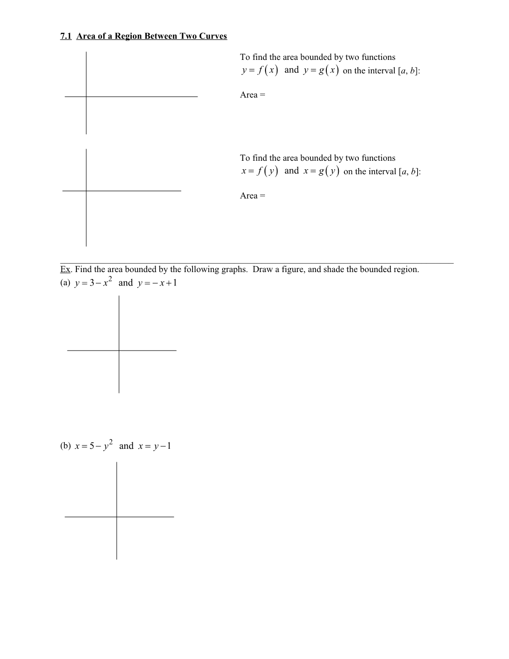 7.1 Area of a Region Between Two Curves