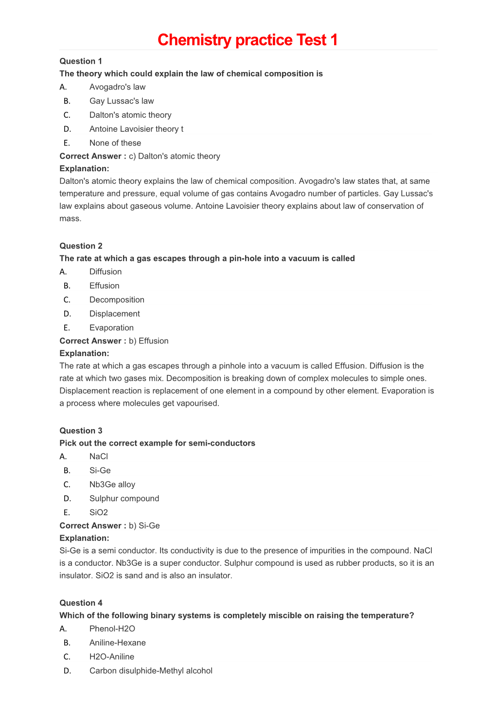 The Theory Which Could Explain the Law of Chemical Composition Is