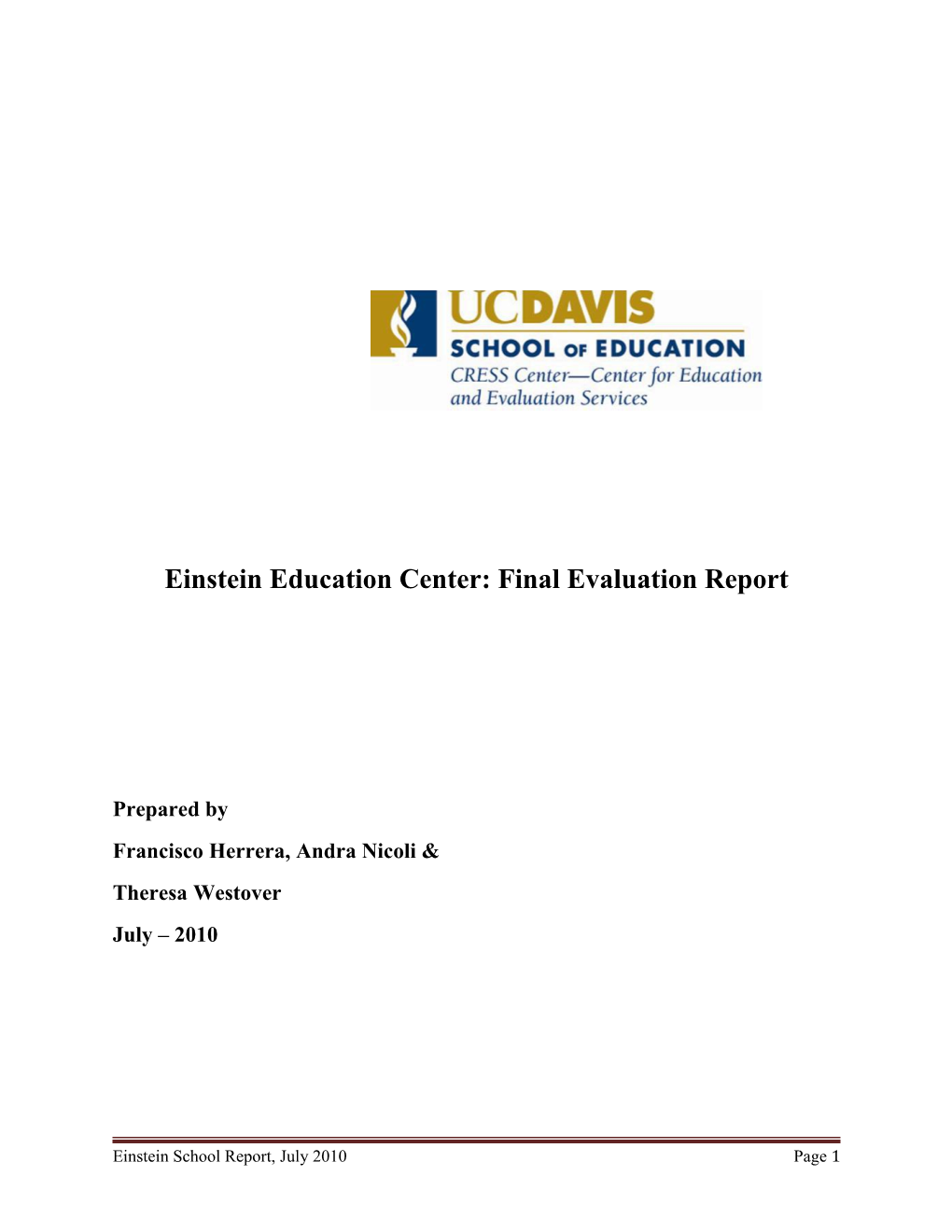 Einstein Education Center: Final Evaluation Report