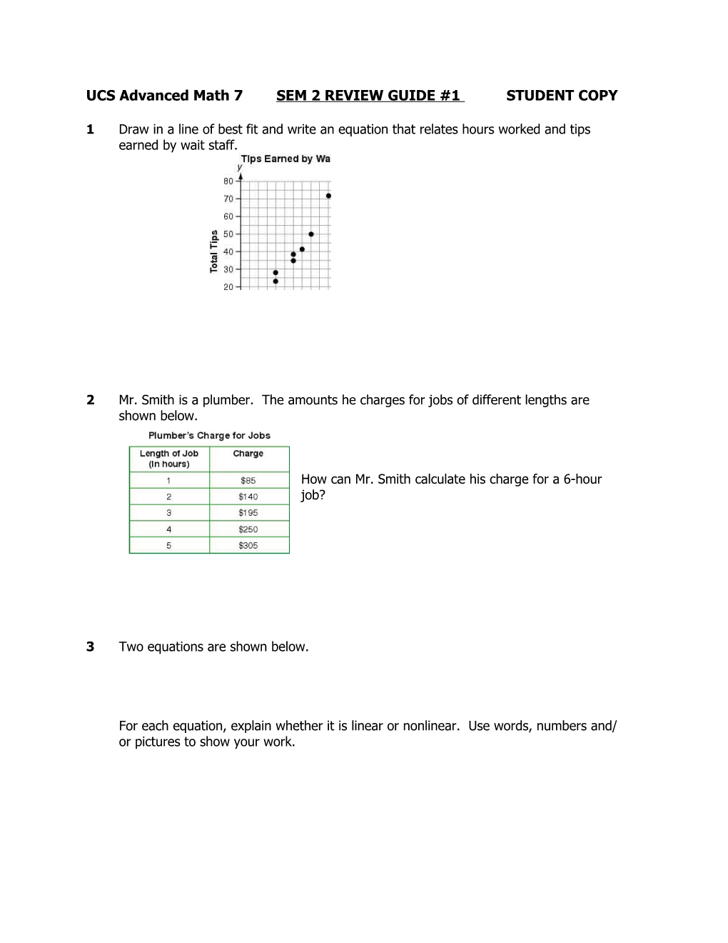 UCS Advanced Math 7 SEM2 REVIEW GUIDE #1 STUDENT COPY