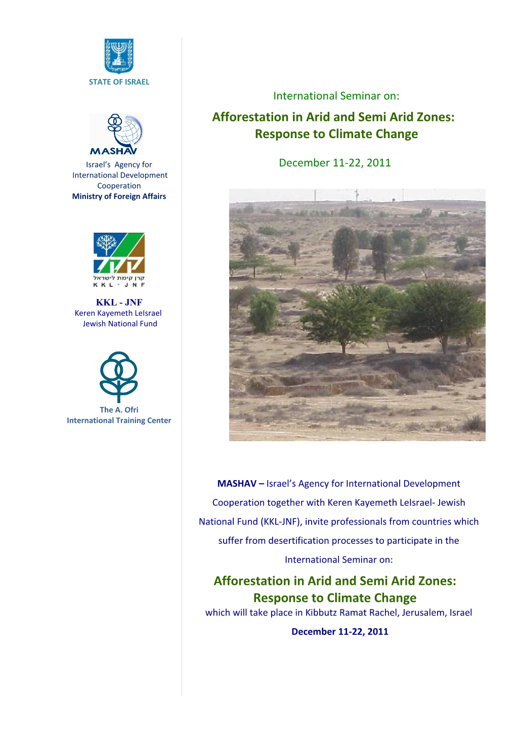 Afforestation in Arid and Semi Arid Zones