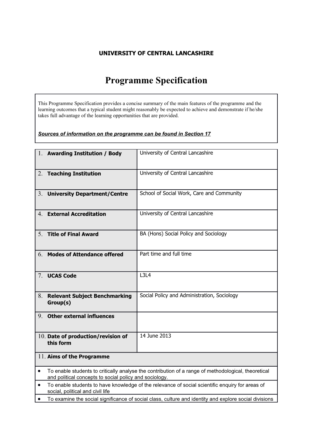 BA (Hons) Social Policy and Sociology (Sept 2015)