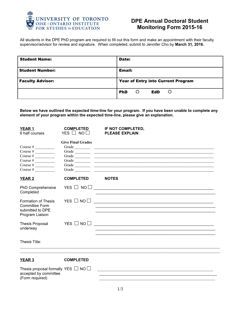 Cp Annual Student Monitoring Form