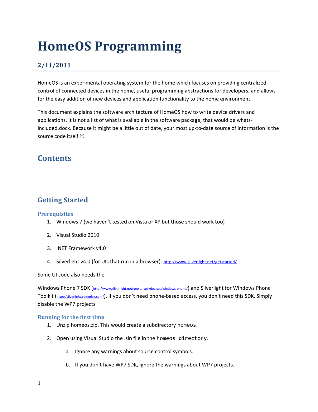Homeos Programming