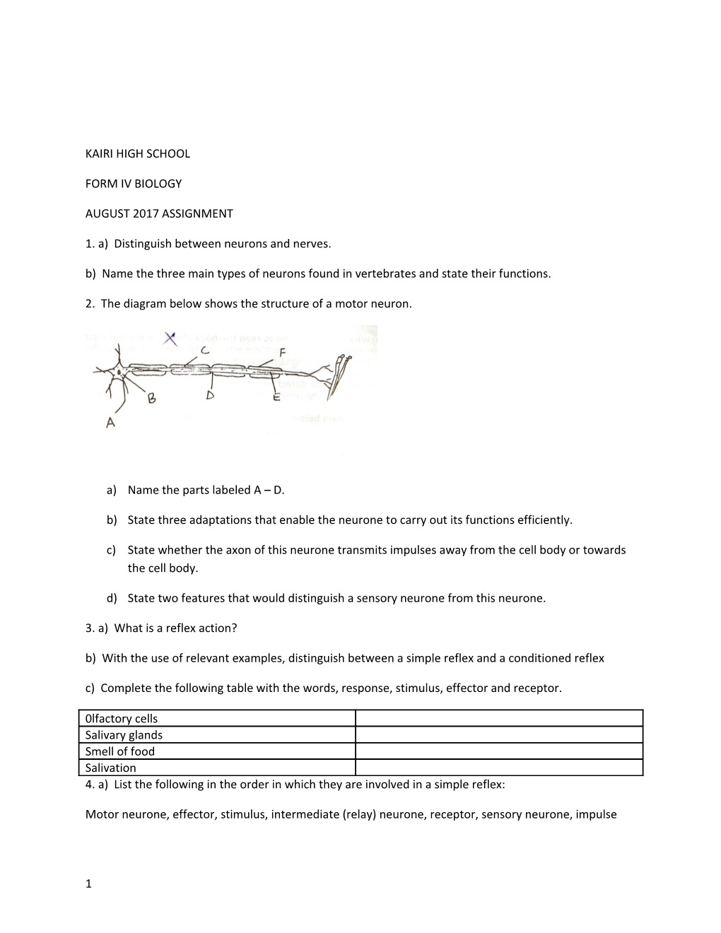 1. A) Distinguish Between Neurons and Nerves