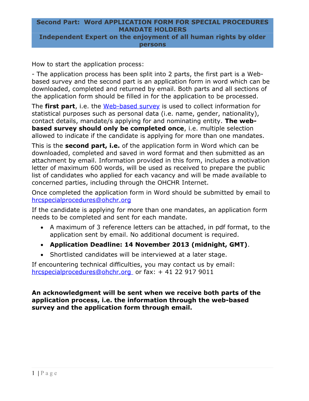 Second Part: Word APPLICATION FORM for SPECIAL PROCEDURES MANDATE HOLDERS s5