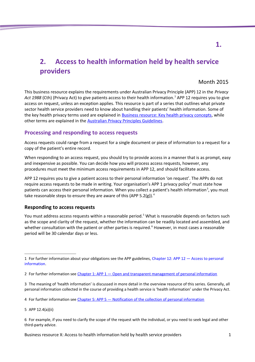 Access to Health Information Held by Health Service Providers