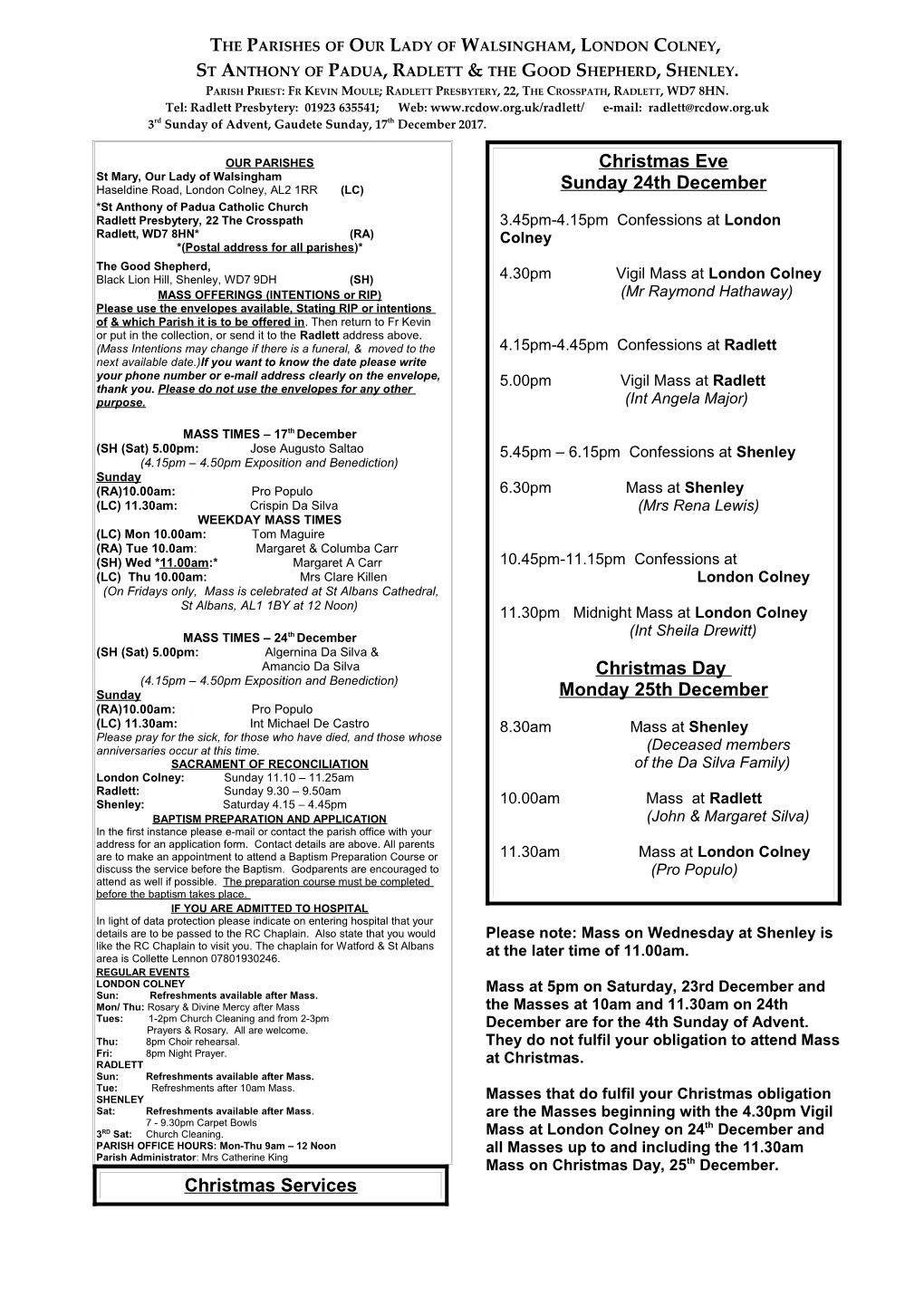 The Parishes of Our Lady of Walsingham, London Colney