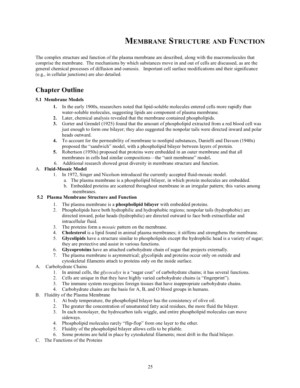Chapter 5 Membrane Structure and Function
