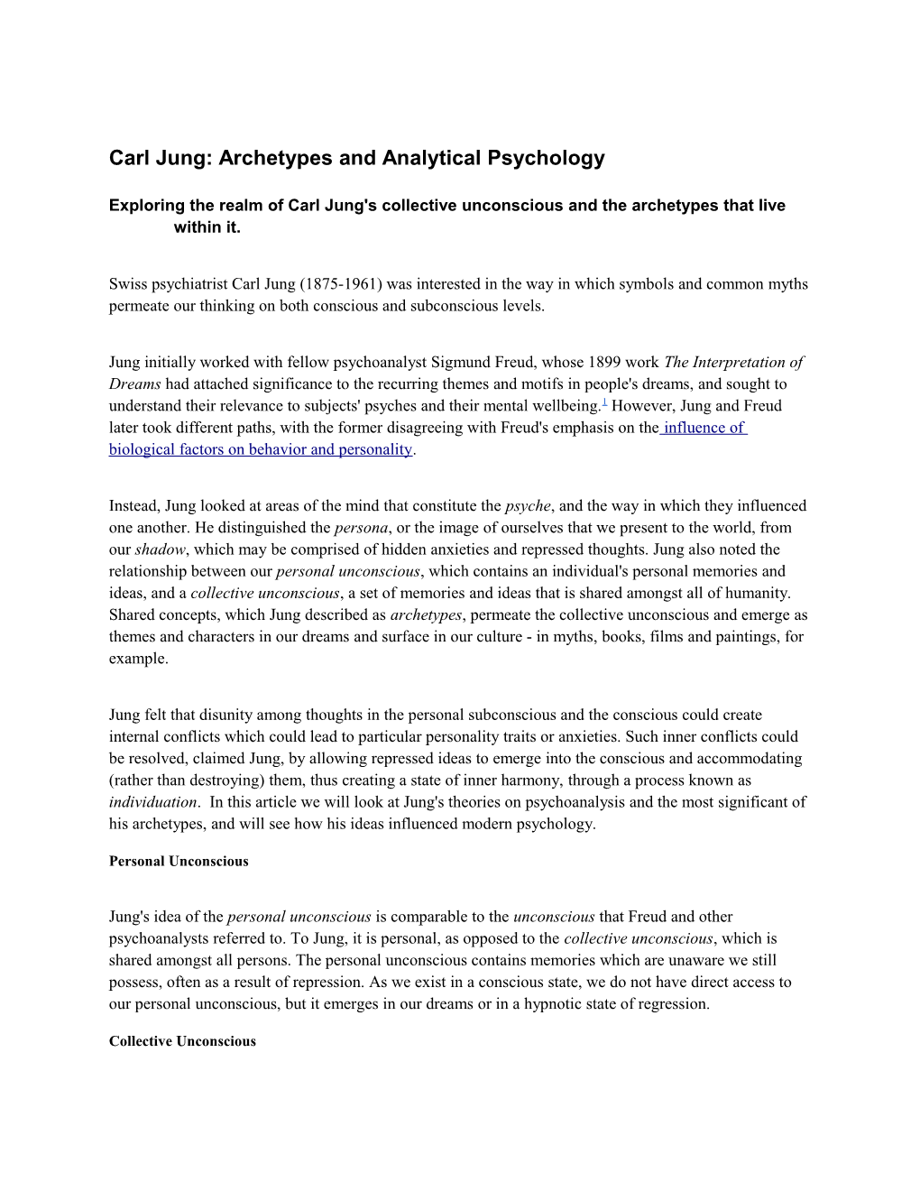 Carl Jung: Archetypes and Analytical Psychology