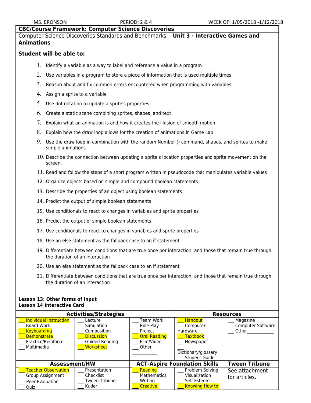 Career Preparation a LESSON PLAN