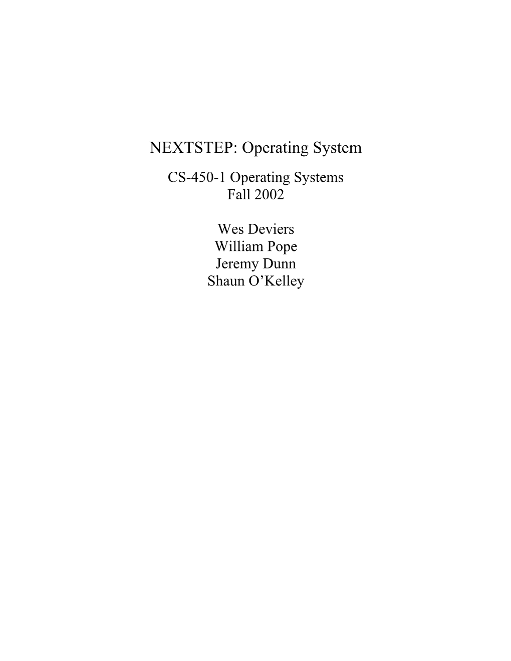 NEXTSTEP: Operating System