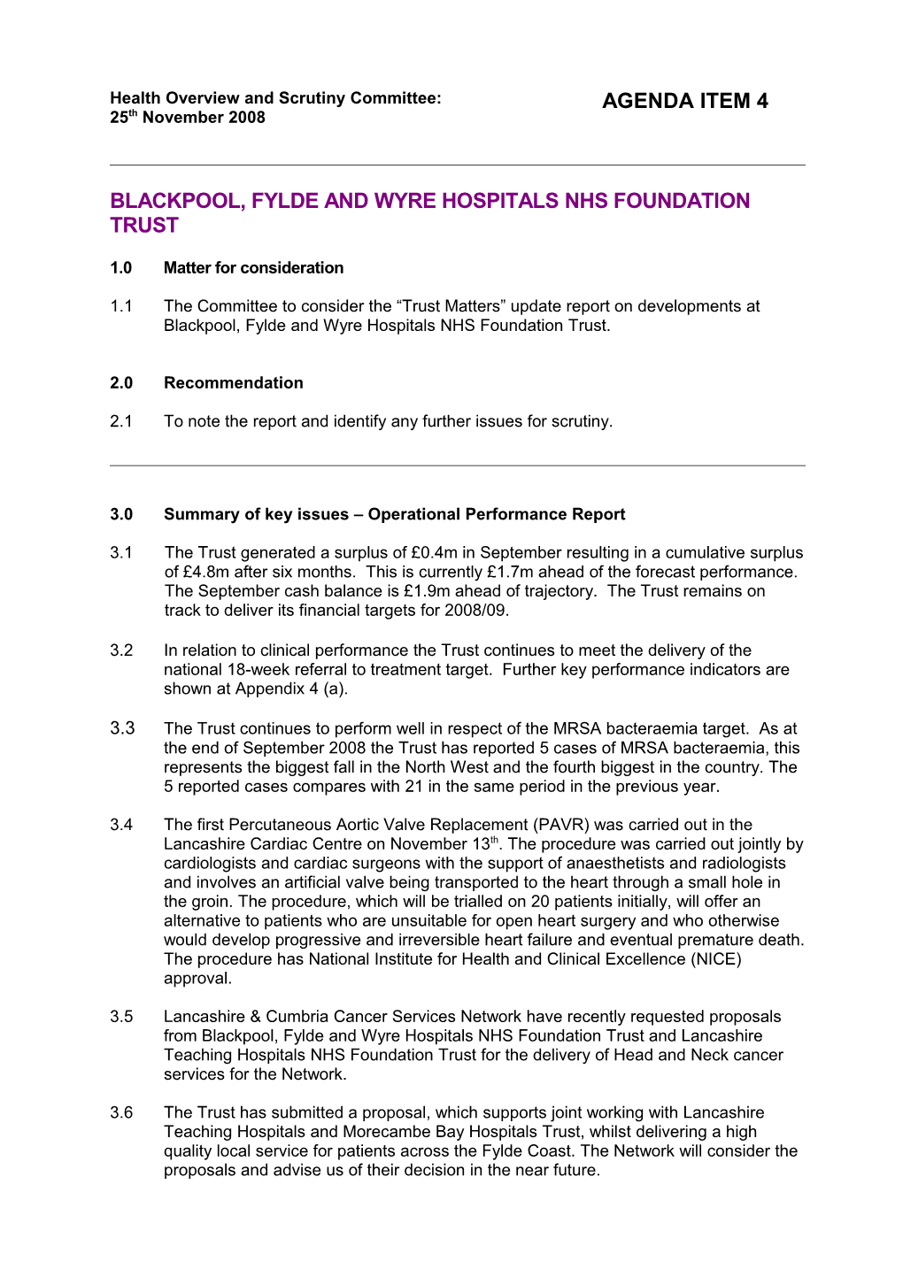 Blackpool, Fylde and Wyre Hospitals Nhs Foundation Trust