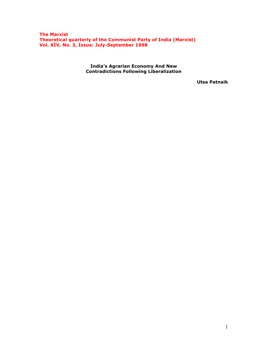 Theoretical Quarterly of the Communist Party of India (Marxist)