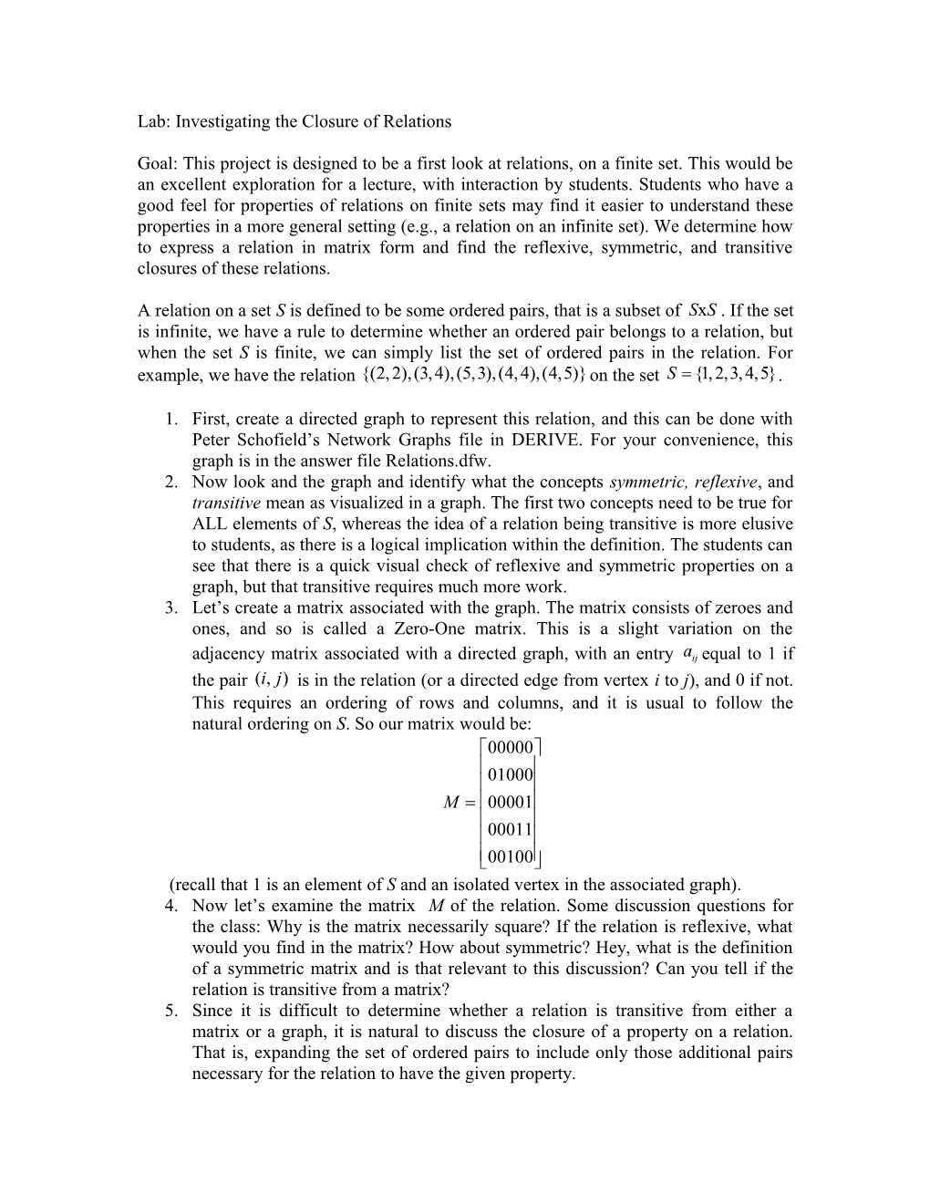 Lab: Investigating the Closure of Relations