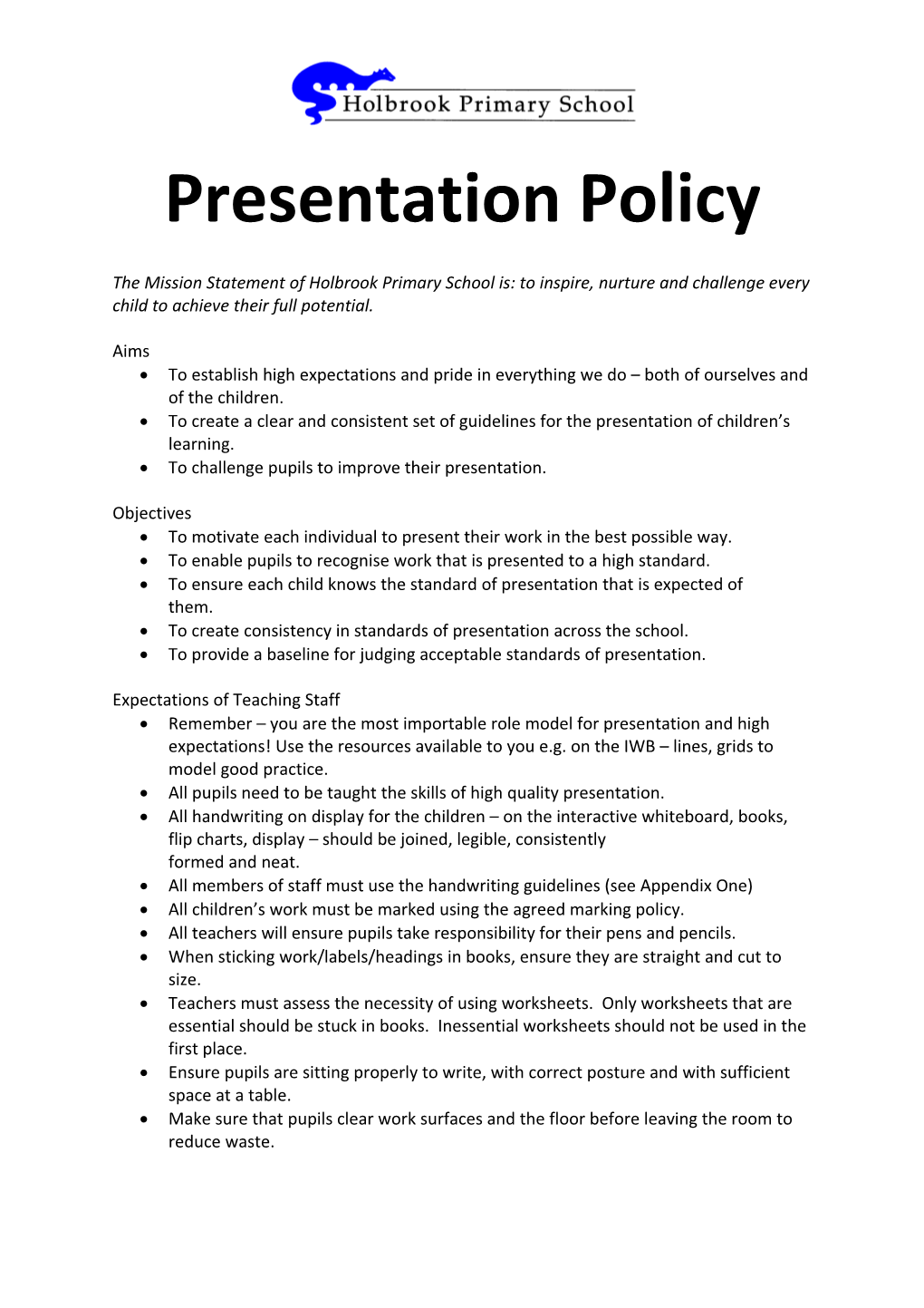 Presentation Policy