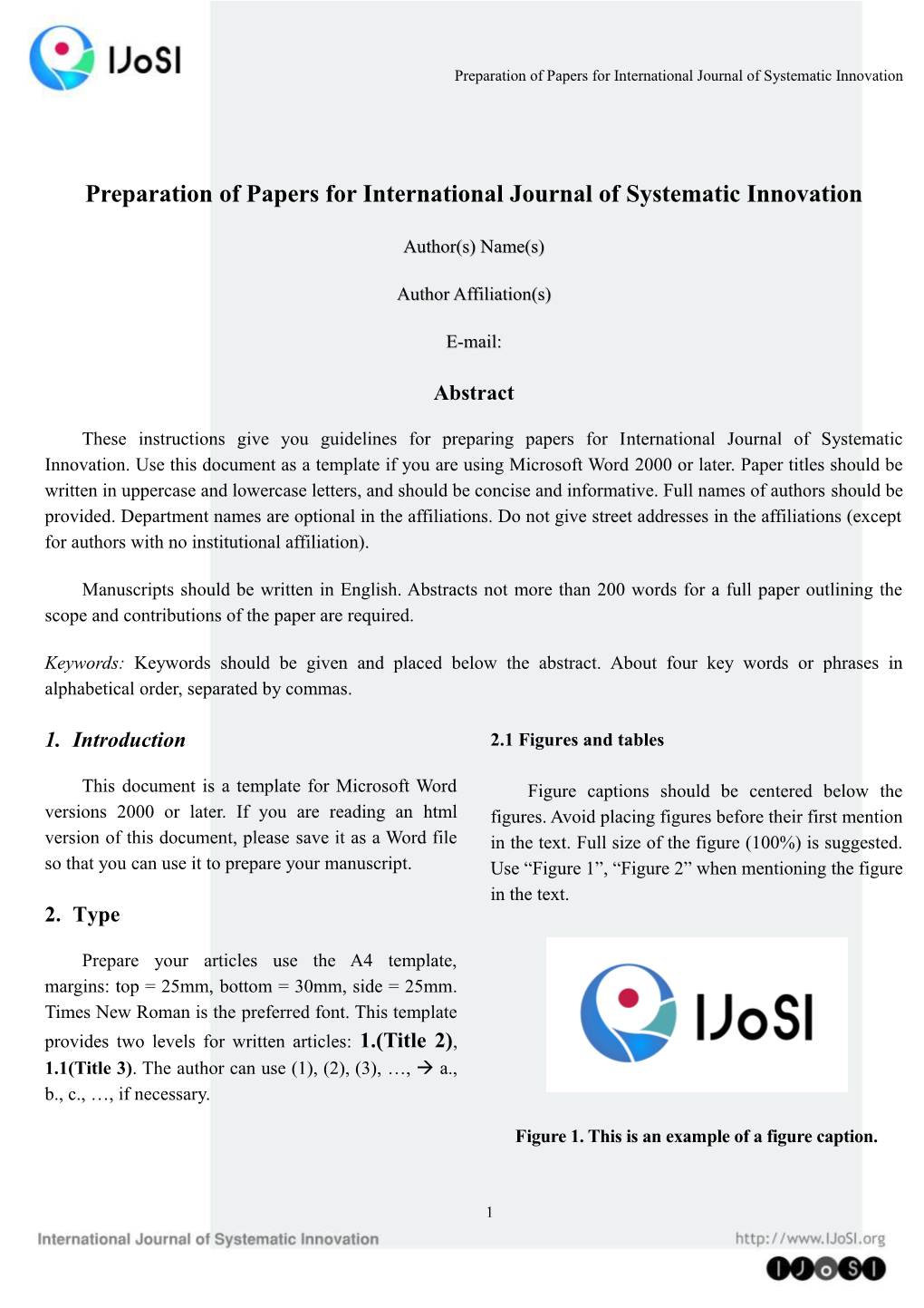 Preparation of Papers for International Journal of Systematic Innovation