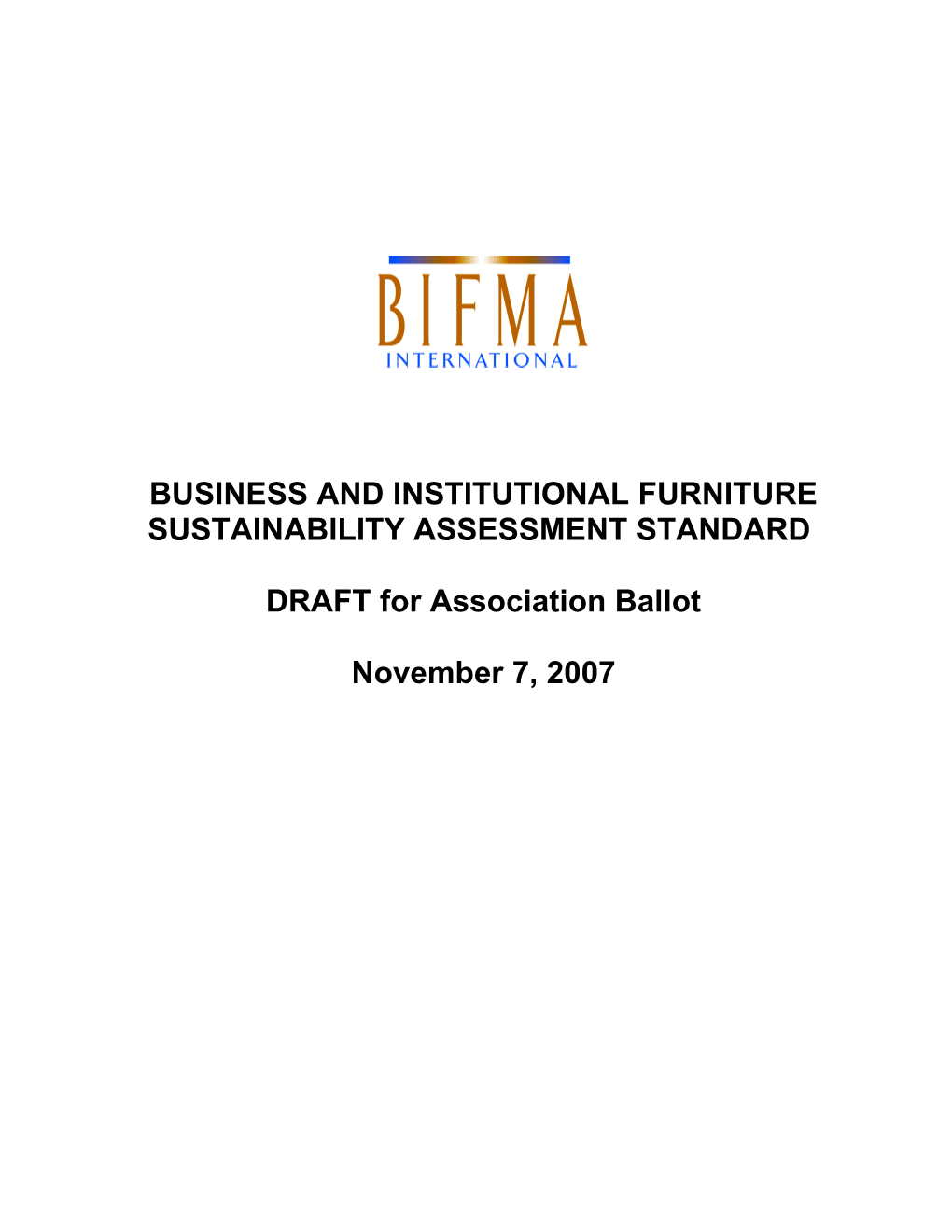 Business and Institutional Furniture Sustainability Assessment Standard