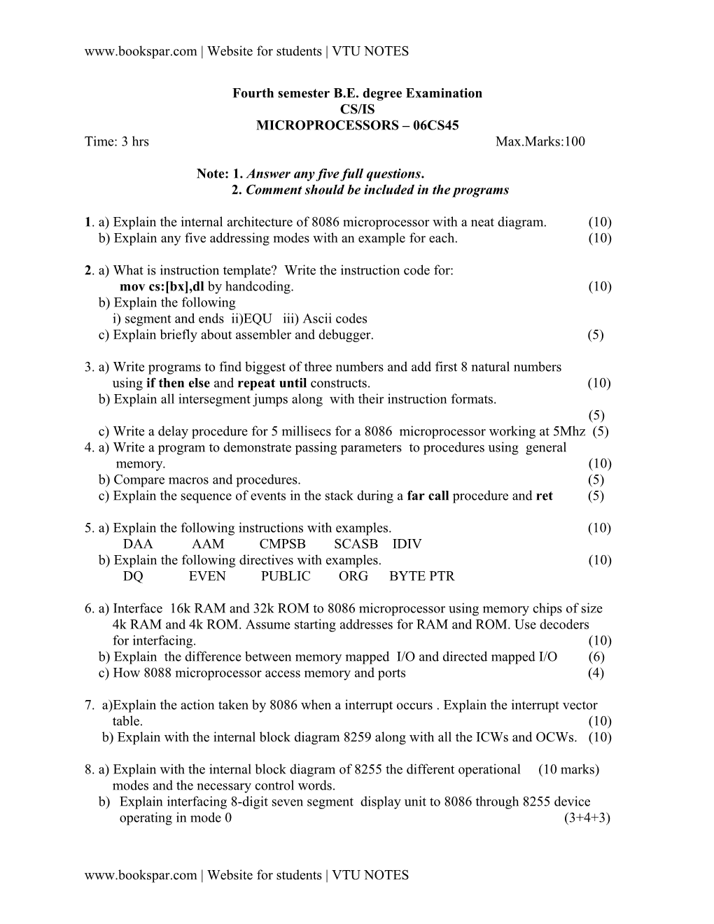 Fourth Semester B.E. Degree Examination