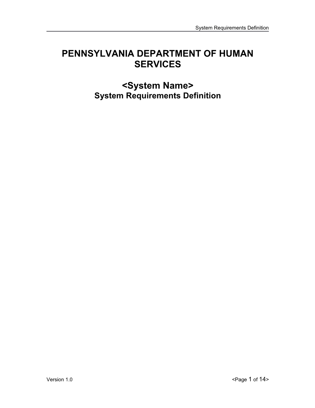 Pennsylvania Department of HUMAN SERVICES