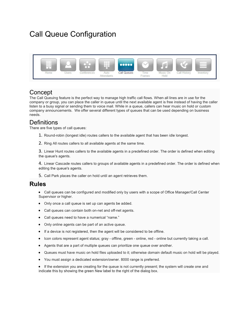 Call Queue Configuration