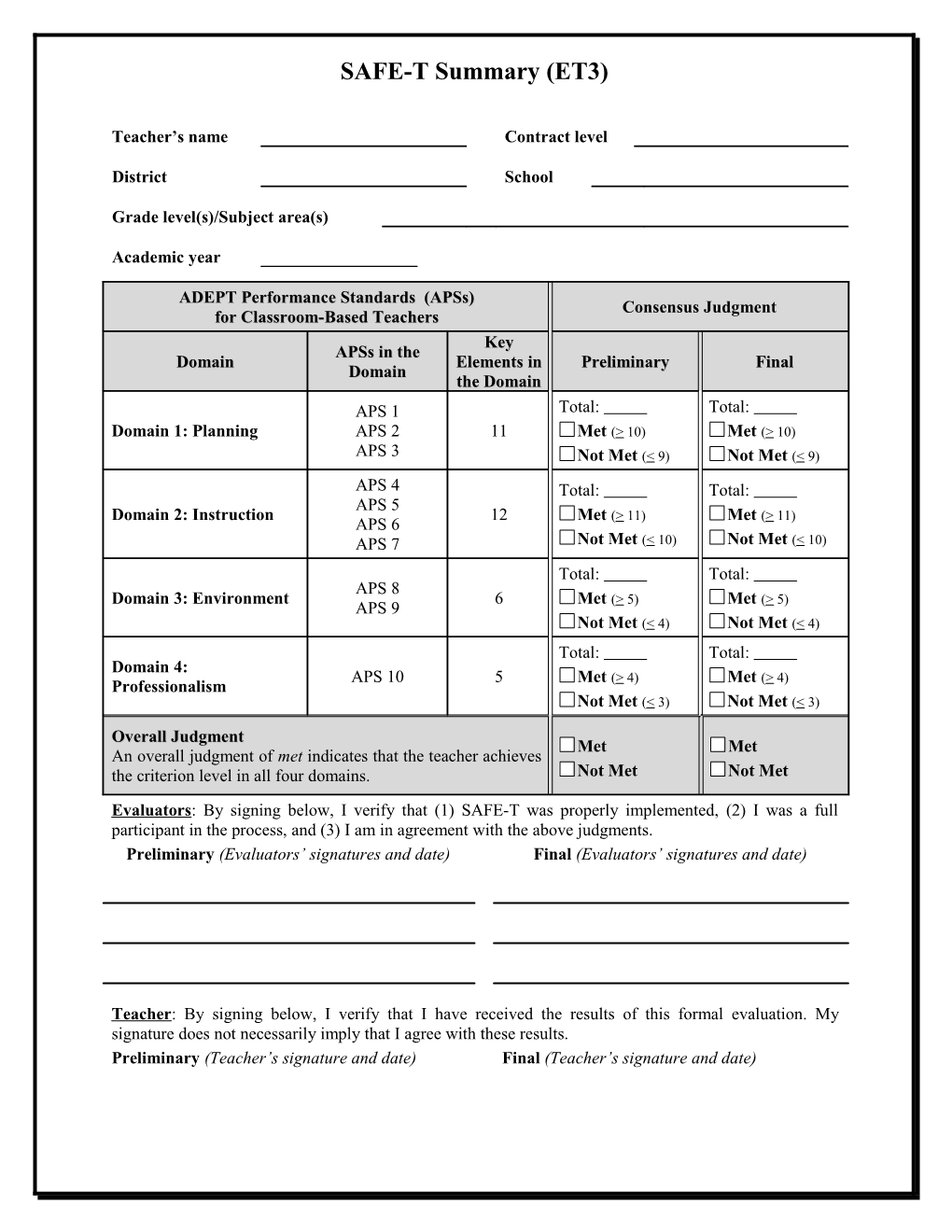 ET 3 SAFE-T Summary