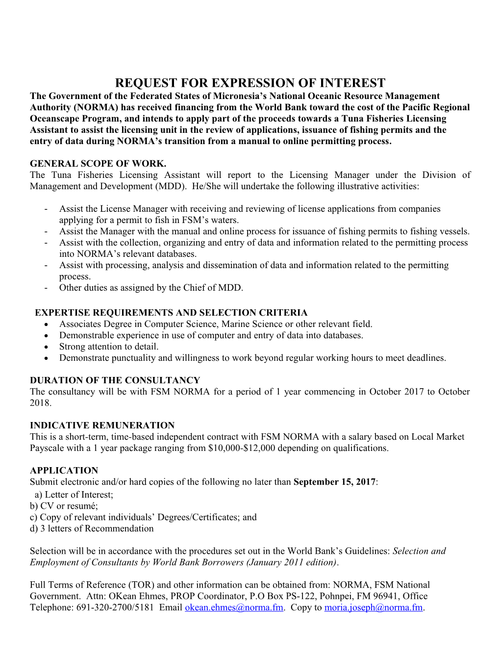 Request for Expression of Interest s1