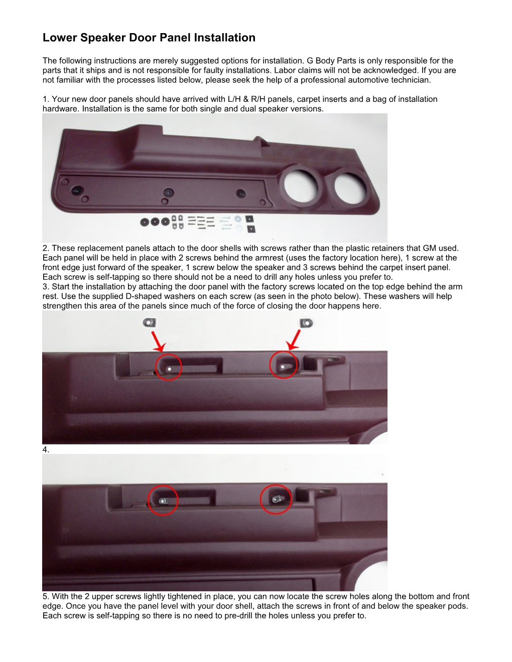 Single and Dual Speaker Door Panel