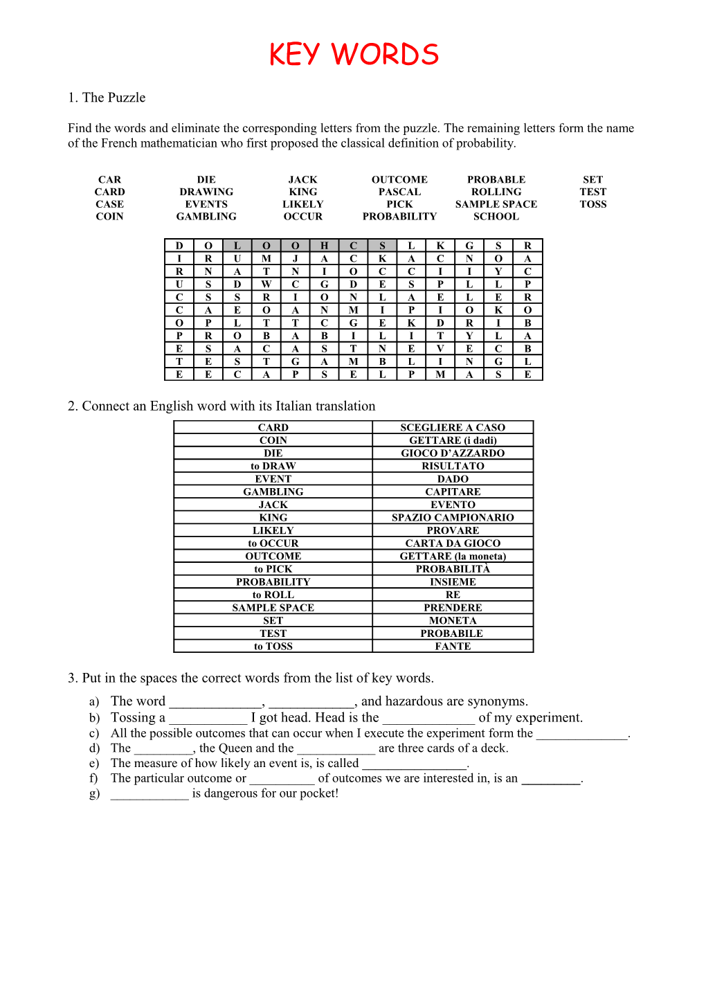 2. Connect an English Word with Its Italian Translation