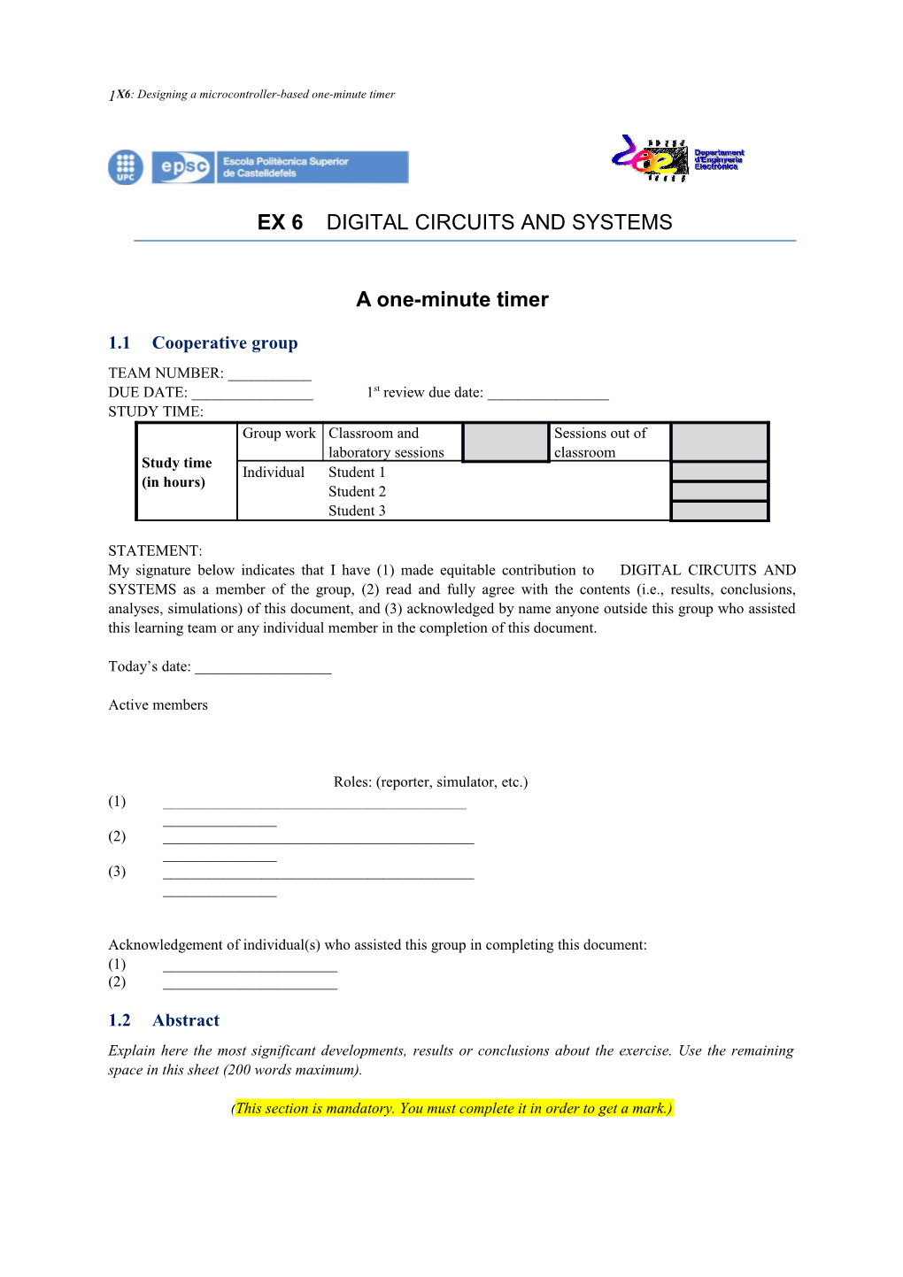 Ex 6 Digital Circuits and Systems