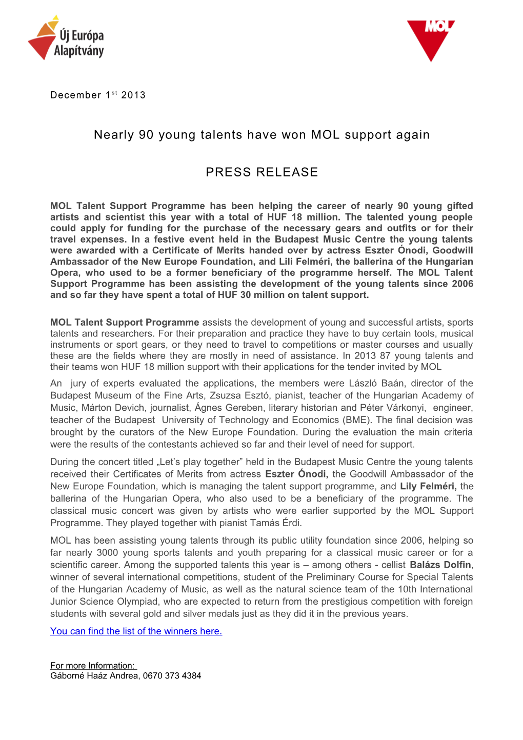 Nearly90 Young Talents Have Won MOL Support Again